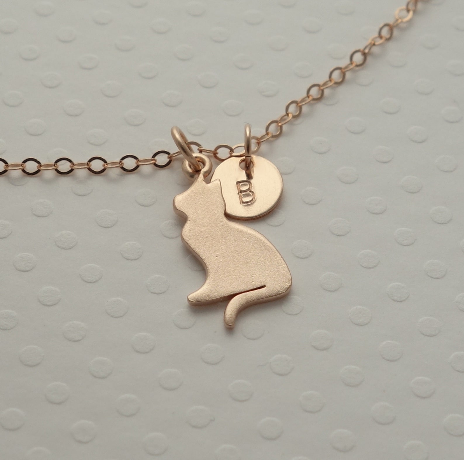 Rose Gold Cat Necklace Personalized Cat Lover Gift for Her Cat Etsy