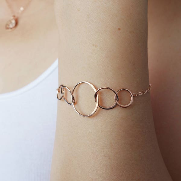 Rose Gold Bracelet 4 Best Friend Gift 50th Birthday Gifts for Women 40th Birthday Gifts for Women Circles Rose Gold Birthday Gift 4 Sisters