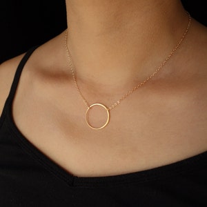 Gift Eternal Circle Necklace Sterling Silver or Gold Large Circle Necklace Holiday Hoop Necklace Infinity Bridal Karma Wedding Jewelry, 23 image 3