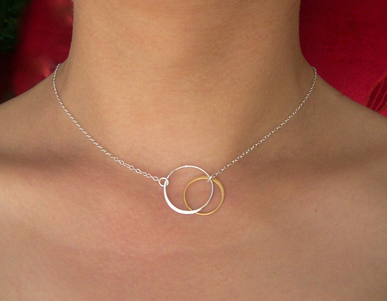 SILVER AND GOLD Elegant Eternal Circles on Gold Chain Large Etsy
