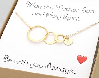 Three Circle Necklace - Christian Necklaces for Women - Silver Gold - First Communion Gift - Confirmation Gift - Christian Jewelry