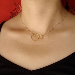 Sister Necklace Two Circles Infinity Necklace Friendship Gift Best Friend Necklace Double Circles Silver Necklace Rose Gold Circle Necklace image 3