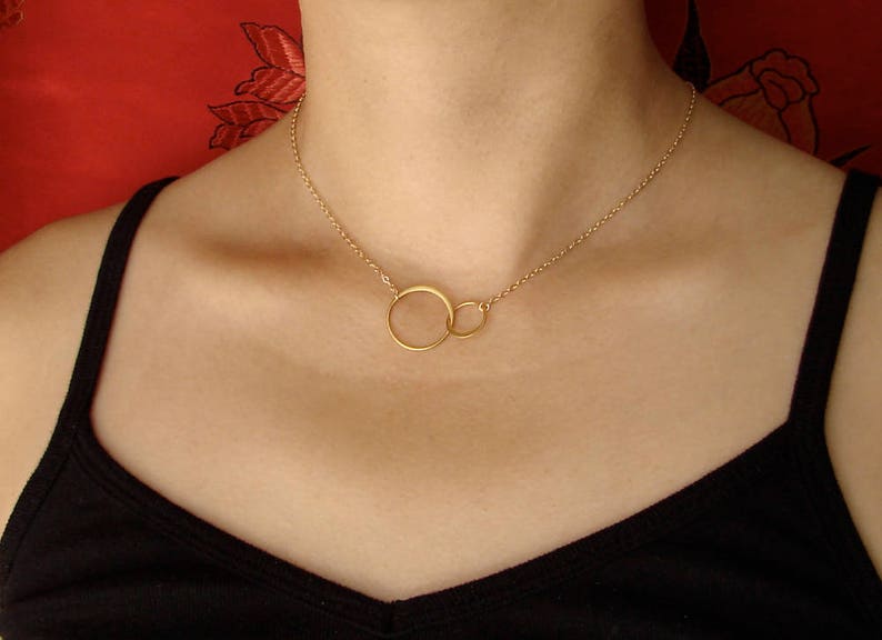 Sister Necklace Two Circles Infinity Necklace Friendship Gift Best Friend Necklace Double Circles Silver Necklace Rose Gold Circle Necklace image 3