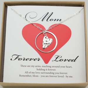 Heart Necklace with Circle - Mother&#39;s Day Jewelry, Mother&#39;s Day Gift from Daughter or Son, Gifts for Mom, New Mom Necklace, New Mom Jewelry