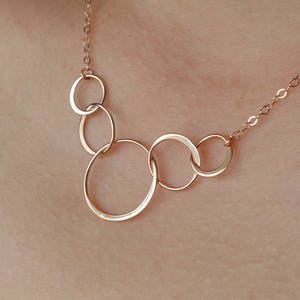 40th Birthday Gifts for Women Rose Gold Necklace Four Circle Necklace Linked 40th Anniversary Gift 4 Sisters Gift 4 Best Friend Necklace image 8