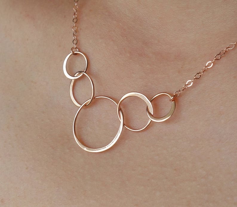 40th Birthday Gifts for Women Rose Gold Necklace Four Circle Necklace Linked 40th Anniversary Gift 4 Sisters Gift 4 Best Friend Necklace image 8