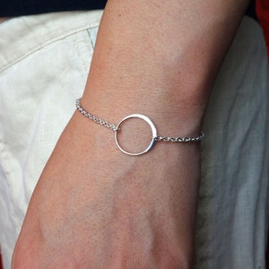 Circle Bracelet in Sterling Silver, Karma Bracelet, wish bracelet, eternal circle, minimal everyday, gift for Mom, gift for her image 1