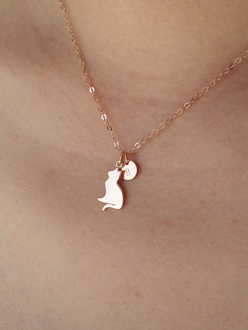 Rose Gold Cat Necklace Personalized Cat Lover Gift for Her Cat Jewelry Personalized Cat Necklace Cat Memorial Necklace Personalized Cat Gift image 4