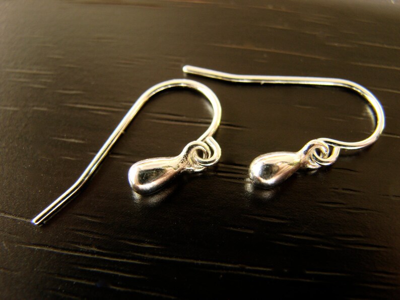 Tiny Teardrop Drop Dangle Earrings on Sterling Silver Etsy