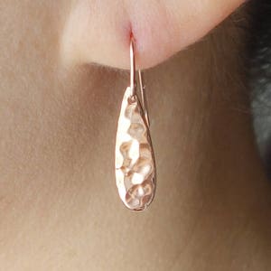 Small Sterling Silver Hammered Teardrop Earrings Shiny Everyday Earrings Minimalist Jewelry Bridesmaid Drop Dangle Earrings Hook Ear wires image 4