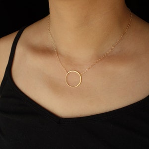 Gift Eternal Circle Necklace Sterling Silver or Gold Large Circle Necklace Holiday Hoop Necklace Infinity Bridal Karma Wedding Jewelry, 23 image 2