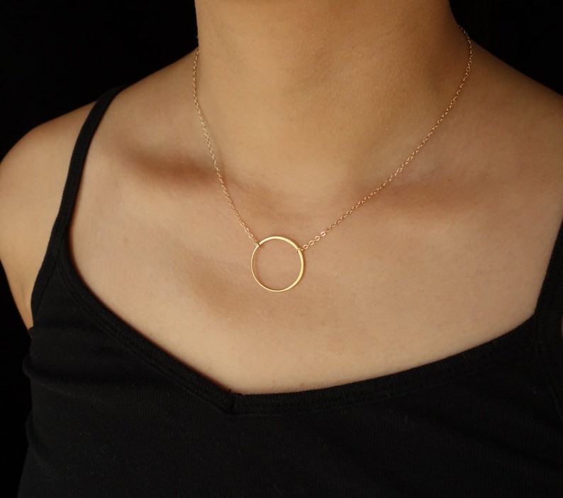 Gift Eternal Circle Necklace Sterling Silver or Gold Large Circle Necklace Holiday Hoop Necklace Infinity Bridal Karma Wedding Jewelry, 23 image 2