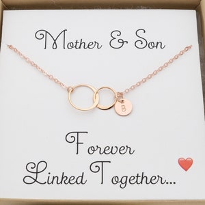 Personalized Mother and Son Necklace, 2 Two Interlocking Circles Necklace, Silver, Rose Gold, Happy Mother's Day Gift, New Mom Jewelry image 5