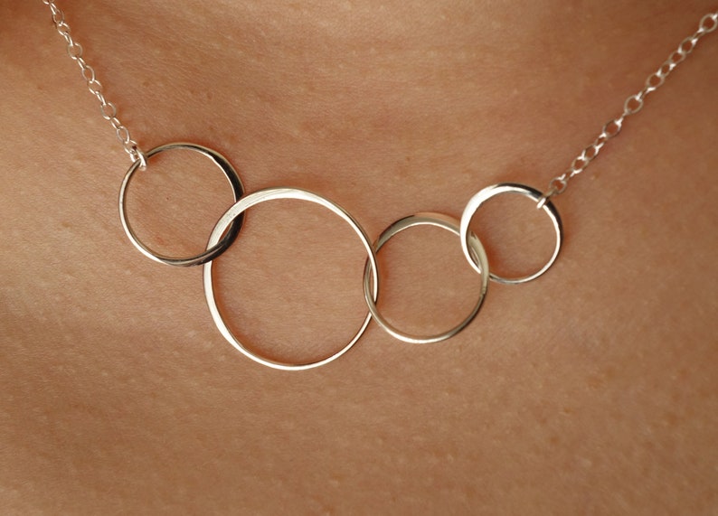 5 Circle Necklace 5 Best Friend Necklace Sterling Silver Etsy