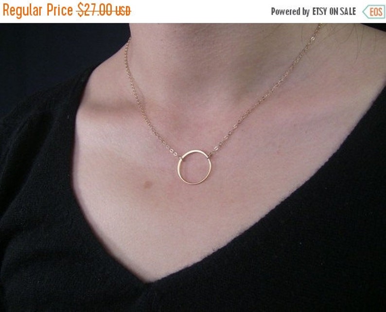 Eternal Circle Necklace in Gold or Sterling Silver, Half Hammered Circle Necklace, Everyday Simple Circle Necklace image 3