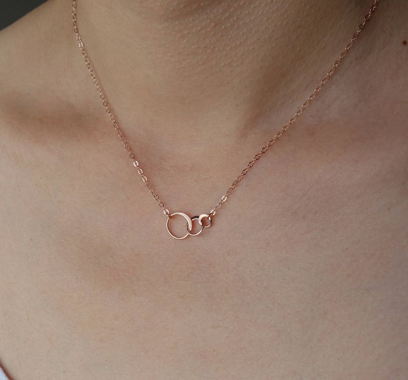 GIFT Tiny Three Linked Circles Pendant Necklace in Sterling Etsy