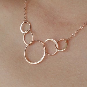 Five Circle Necklace 50th Birthday Gift for Women, Happy 50th Birthday Card, Silver, Gold, Rose Gold Circles image 5