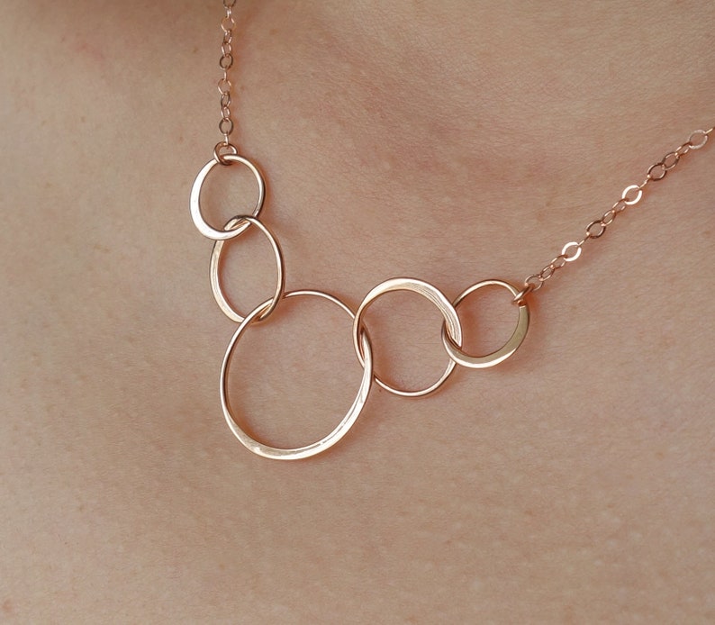 Five Circle Necklace 50th Birthday Gift for Women, Happy 50th Birthday Card, Silver, Gold, Rose Gold Circles image 5