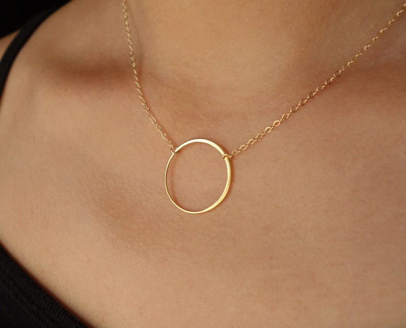 Gift Eternal Circle Necklace Sterling Silver or Gold Large Circle Necklace Holiday Hoop Necklace Infinity Bridal Karma Wedding Jewelry, 23 image 1