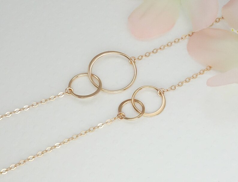 Sister Necklace Two Circles Infinity Necklace Friendship Gift Best Friend Necklace Double Circles Silver Necklace Rose Gold Circle Necklace image 2