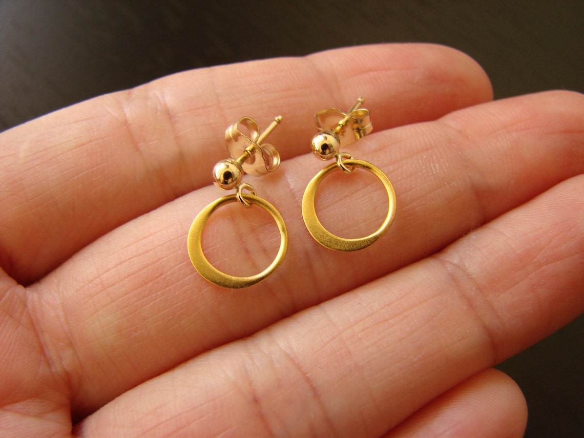 Pendientes de poste de oro rosa oro rosa pendientes de | Etsy