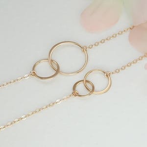 Best Friend Necklace Rose Gold Necklace Two Circle Necklace Best Friend Gift Sisters Necklace Mom and Daughter Gift Infinity image 2