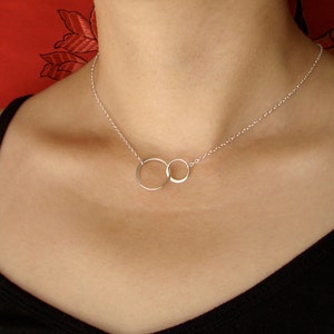 Sister Necklace Two Circles Infinity Necklace Friendship Gift Best Friend Necklace Double Circles Silver Necklace Rose Gold Circle Necklace image 5