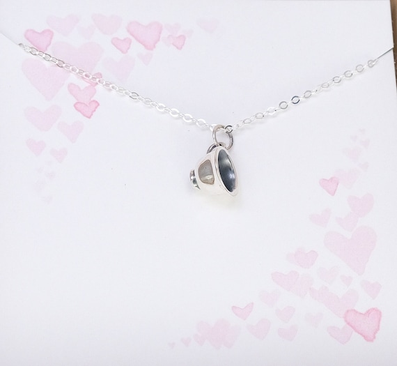 Solid Sterling Silver Teacup Adjustable Necklace Tea Party Gift Realistic Teacup Tea Lovers Gift Food Hobby Charm Gift for Mom Holiday Gift