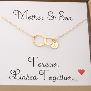 Personalized Mother and Son Necklace, 2 Two Interlocking Circles Necklace, Silver, Rose Gold, Happy Mother's Day Gift, New Mom Jewelry image 10