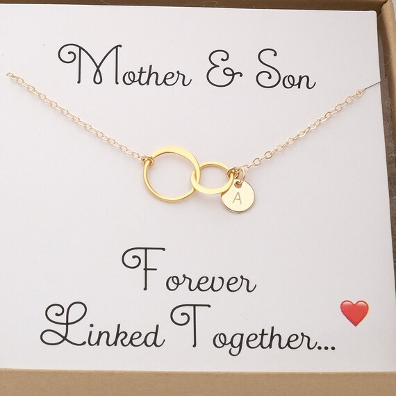 Personalized Mother and Son Necklace 2 Two Interlocking Circles Necklace Silver Rose Gold Happy Mother s Day Gift New Mom Jewelry Etsy