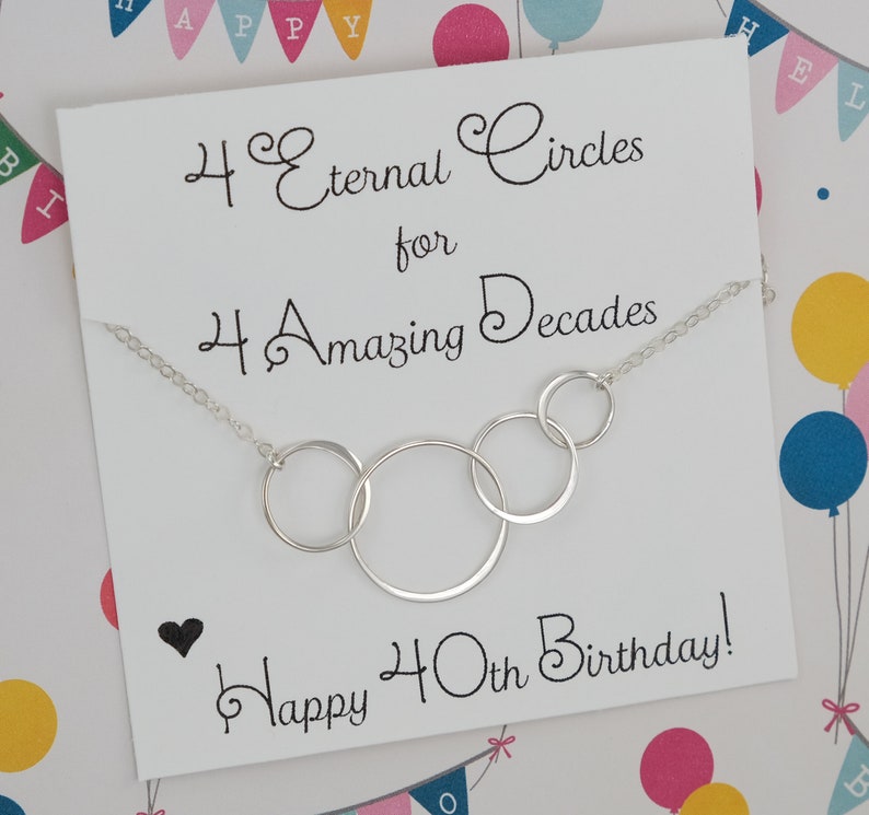 40th Birthday Gifts for Women Rose Gold Necklace Four Circle Necklace Linked 40th Anniversary Gift 4 Sisters Gift 4 Best Friend Necklace image 3