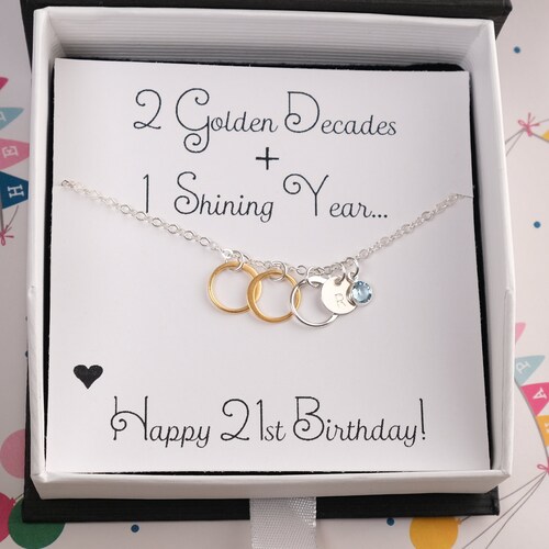 21st Birthday Gift for Her 21st Birthday Jewelry Initial & - Etsy