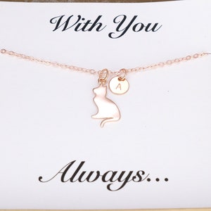 Rose Gold Cat Necklace Personalized Cat Lover Gift for Her Cat Jewelry Personalized Cat Necklace Cat Memorial Necklace Personalized Cat Gift image 2