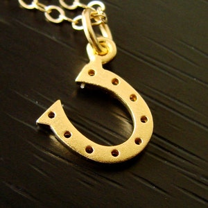 Gold Horseshoe Adjustable Necklace, Dainty Horseshoe Gold Filled ChainNecklace, Good Luck Charm Necklace, Gift for Her