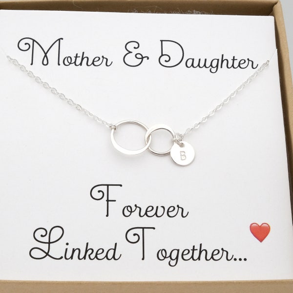 Personalized Mother and Daughter Necklace • 2 Interlocking Circles Necklace • Mothers Day Gift • New Mom Jewelry • Single Mom Gift for Her