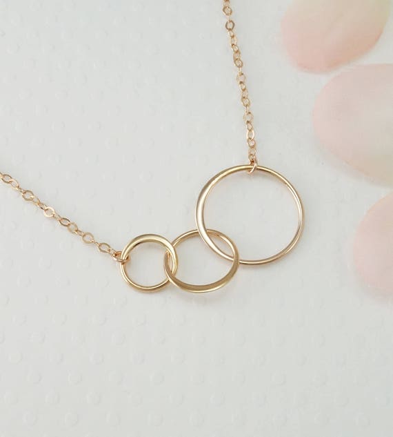ROSE GOLD Necklace 3 Best Friend Necklace 3rd Anniversary Gift 30th Birthday for Her Sisters Necklace for 3 Gift for Her Adoption Gifts