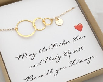 Three Circle Necklace, Christian Necklaces for Women, Silver Gold , First Communion Gift, Confirmation Gift, Christian Jewelry