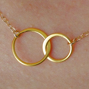 Forever Linked Together Small Circles Necklace in Gold best friend necklace, wedding, bridesmaid gift, entwined, interlocking circles