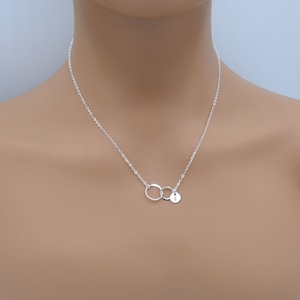 Personalized Mother and Son Necklace, 2 Two Interlocking Circles Necklace, Silver, Rose Gold, Happy Mother's Day Gift, New Mom Jewelry image 2