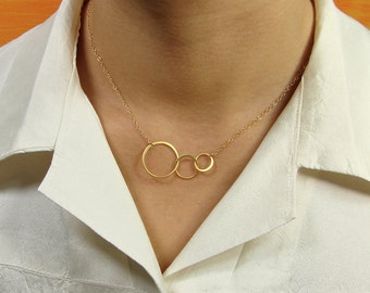 3 Sisters Necklace - 3 Three Circle Necklace - Silver Gold - Friendship Necklace - 3 Best Friend Necklace