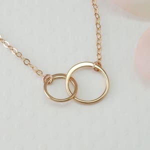 Best Friend Necklace Rose Gold Necklace Two Circle Necklace Best Friend Gift Sisters Necklace Mom and Daughter Gift Infinity image 1