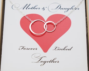 Two Circle Necklace Med, Mother's Day Gift from Daughter, Mother and Daughter Necklace, Gifts for Mom, New Mom Necklace Gift New Mom Jewelry