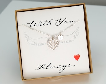 Silver Double Angel Wing Necklace • Personalized Guardian Angel Necklace - Protect Me - Watch Over Me - Archangel Michael - Comfort Guide