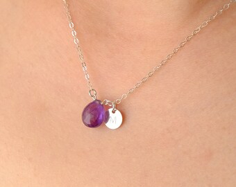 Personalized Purple Amethyst Necklace - February Birthstone Necklace - Silver Gold Rose Gold - 6th Anniversary Gift - February Birthday