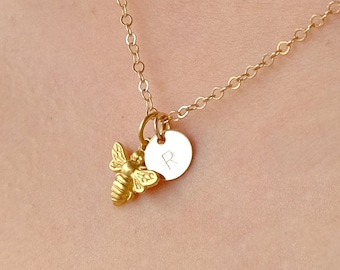 Bee Necklace Bee Jewelry Honeybee Necklace Bumble Bee Necklace Gold Silver Bee Charm Bee Pendant Birthday Gifts for Her