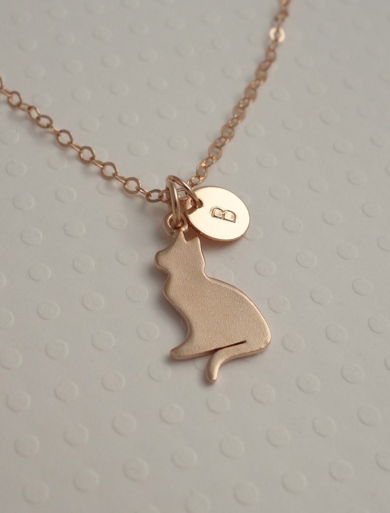 Rose Gold Cat Necklace Personalized Cat Lover Gift for Her Cat Jewelry Personalized Cat Necklace Cat Memorial Necklace Personalized Cat Gift image 9