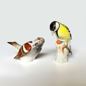 KPM Germany,  a couple of hand painted bird figurines in porcelain, 20th century