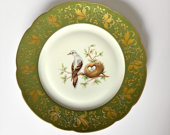 ル・タレック 黄金のカップ 鳥と蝶々の絵 6個セット 磁器 手描き