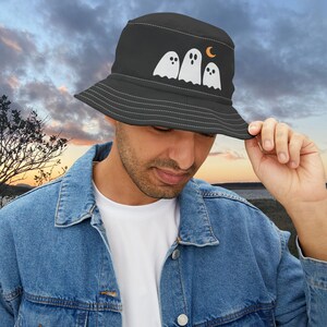 Cute Ghost Bucket Hat, Halloween Accessory, Spooky Fashion