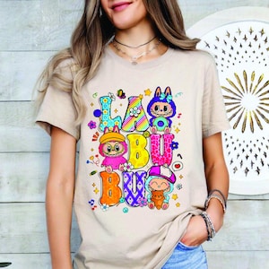 Cute LABUBU Cartoon T-Shirt – Colorful Kawaii Anime Style Shirt for Girls, Kids, & Teens – Fun Graphic Tee Gift Idea
